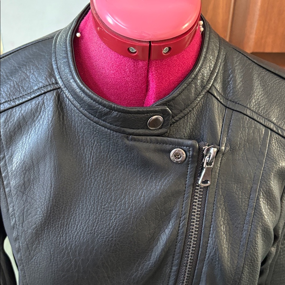 Vera Wang simply Vera faux leather moto jacket Black  Coat  quilted arm NWT - Picture 5 of 12